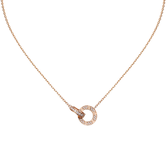 Love Pendant Small Interlinked Paved Diamonds 18ct Rose Gold