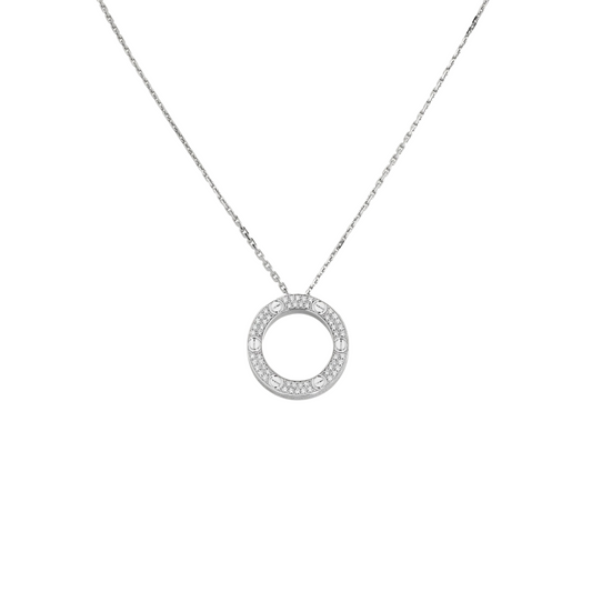 Love Pendant Paved Diamonds 18ct White Gold