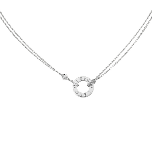 Love Pendant Small 2 Diamonds 18ct White Gold