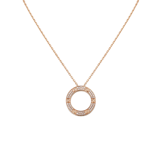 Love Pendant Paved Diamonds 18ct Rose Gold