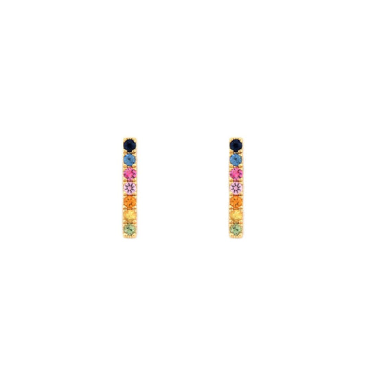 9ct Yellow Gold 0.34ct Rainbow Saph Bar Earrings