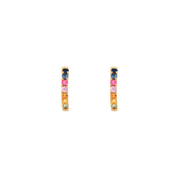 9ct Yellow Gold 0.34ct Rainbow Saph 12mm Hoop Earrings