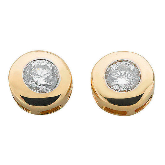 9ct Yellow Gold 0.30ct Rubover Set Diamond Stud Earrings - 9ct Gold