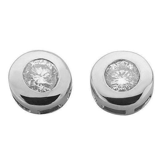9ct White Gold 0.30ctw Rubover Set Diamond Stud Earrings - 9ct Gold