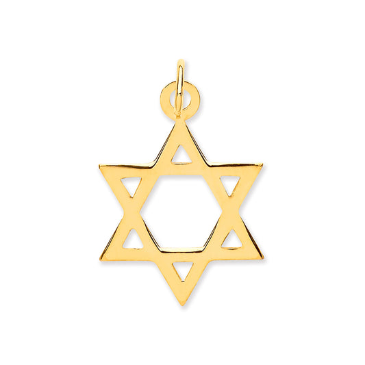 Yellow Gold Star of David Pendant - 9ct Gold