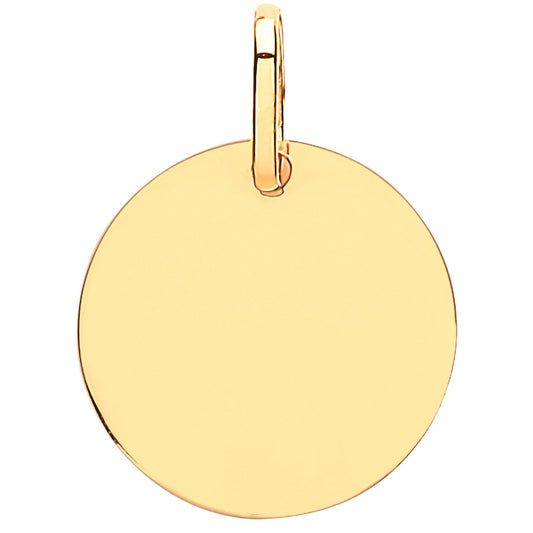 Yellow Gold 14mm Plain Round Pendant - 9ct Gold