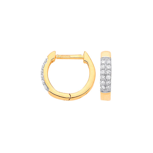 9ct Yellow Gold 0.18ct Diamond Earrings - 9ct Gold