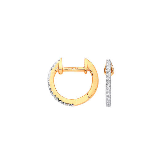 9ct Yellow Gold 0.10ct Diamond Earrings - 9ct Gold