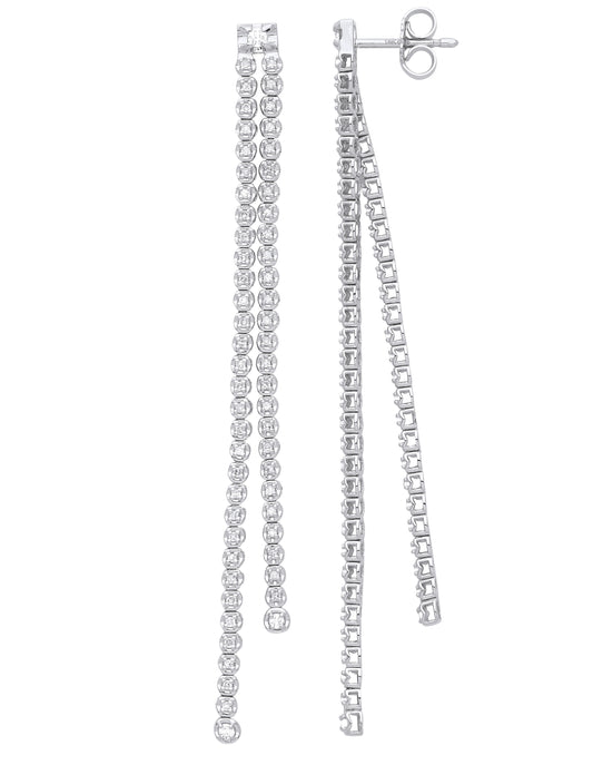 18ct White Gold Double Row 0.50ctw Drop Earrings - 18ct Gold