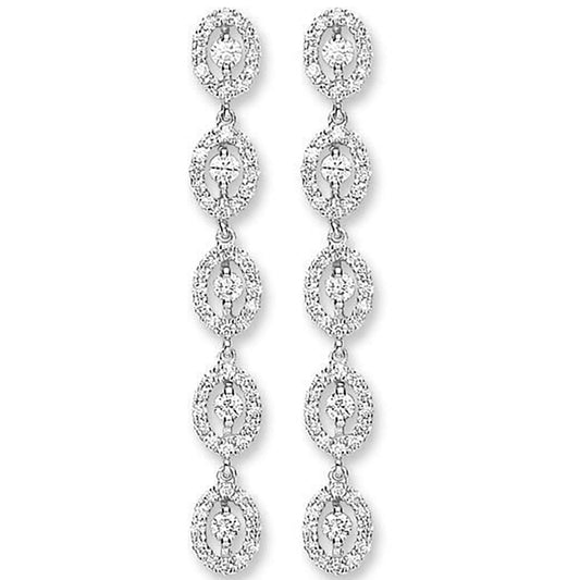 18ct White Gold 1.29ct Diamond Drop Earrings - 18ct Gold