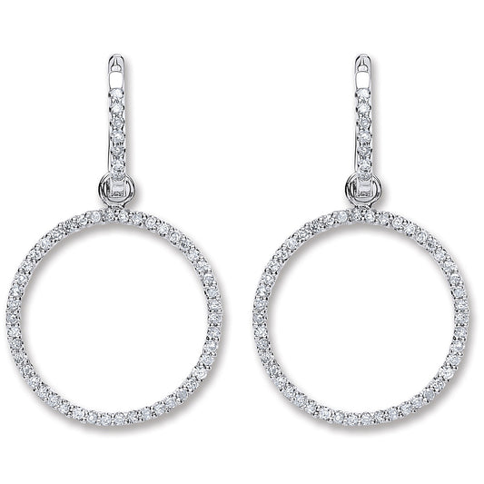 18ct White Gold 0.55ct Diamond Drop Earrings - 18ct Gold