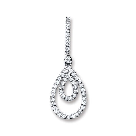 9ct White Gold 0.30ct Diamond Drop Pendant - 9ct Gold