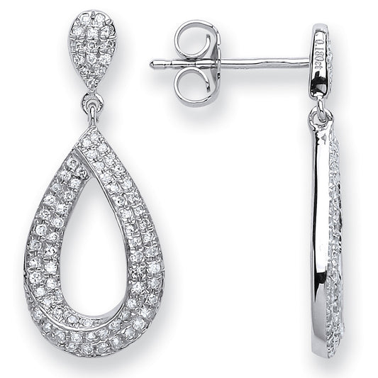 9ct White Gold 0.34cts Dia Pear shape Earrings - 9ct Gold