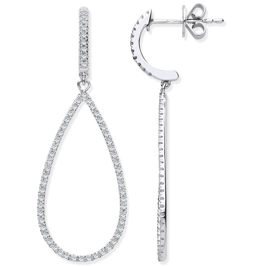 9ct White Gold 0.35ct Diamond Drop Earrings - 9ct Gold