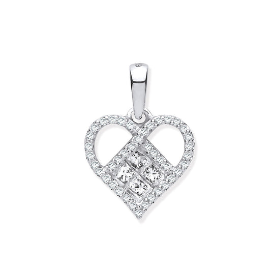 9ct White Gold 0.33ctw Heart Diamond Pendant - 9ct Gold