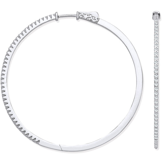 18ct White Gold 1.20ctw Claw Set Hoop Earrings - 18ct Gold