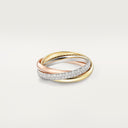 Belle Vante Trinity Small Model Semi-Paved Ring 18k Gold