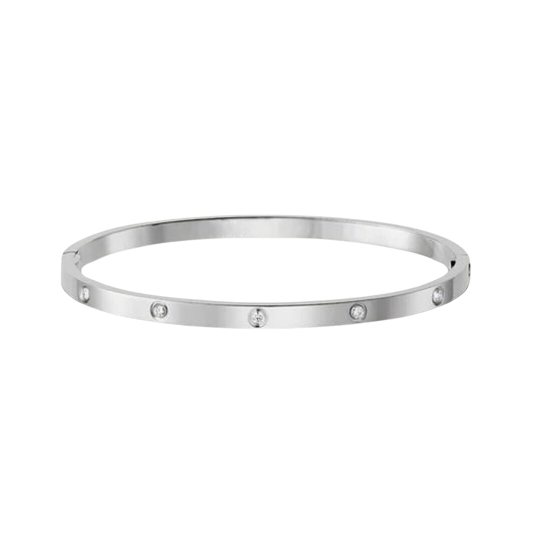 Small 10 Diamonds Love Bracelet 18K White Gold