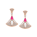 Divas' Dream Earrings Belle Vante Ethical Rose Gold Diamonds Mother of Pearl Rubellite