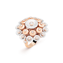 Bouton d’or Ring in 18K Rose Gold and White Gold with Diamonds