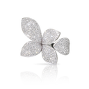Five Leaves Medium Flower Ring in 18k White Gold with Diamonds