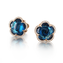 Bon Ton Stud Earrings in 18k Rose Gold with London Blue Topaz and Diamonds