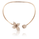 Single Flower Collier in 18k Rose Gold with White and Champagne Diamonds