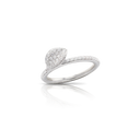 Petit Garden Single Leaf Diamond Ring in White Gold