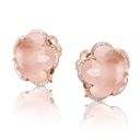 Bon Ton Stud Earrings in 18k Rose Gold with Rose Quartz and Diamonds