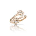 Figlia dei Fiori Two Flowers Contrarié Ring in 18k Rose Gold