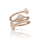 Three Flowers Twist Ring in 18k Rose Gold with White and Champagne Diamonds