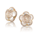 Bon Ton Stud Earrings in 18k Rose Gold with Rock Crystal and Diamonds