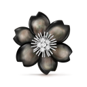 Rose de Noël Clip in 18K White Gold with Diamonds and Mother-of-Pearl