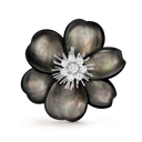 Rose de Noël Clip Large Model in 18K White Gold with Gemstones