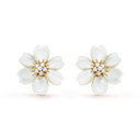 Rose de Noël Earrings Small Model in 18K Yellow Gold with Diamonds and Mother-of-Pearl