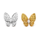 Two Butterfly Earrings in 18K Yellow and White Gold with Diamonds and Sapphires