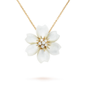 Rose de Noël Small Clip Pendant in 18K Yellow Gold with Diamonds and Mother-of-Pearl
