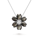 Rose de Noël Small Clip Pendant in 18K White Gold