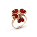 Sweet Hearts Ring in 18K Rose Gold with Carnelian and Diamond