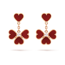 Sweet Hearts Earrings in 18K Rose Gold with Carnelian