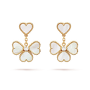 Sweet Hearts Earrings in 18K Yellow Gold with Diamonds and Mother-of-Pearl