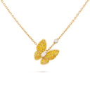 Two Butterfly Pendant with Yellow Sapphires and Diamonds
