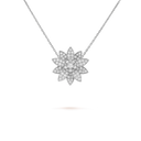 Lotus Clip Pendant Medium Model in 18K White Gold with Diamonds