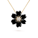 Rose De Noël Small Clip Pendant in 18K Yellow Gold with Onyx and Diamonds