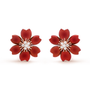 Rose de Noël Earrings Small Model in 18K Rose Gold with Carnelian