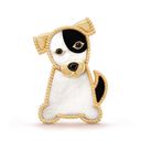 Lucky Animals Dog Clip in 18K Yellow Gold with Mother-of-Pearl and Onyx