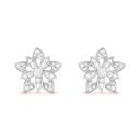 Lotus Openwork Earrings Mini Model in 18K White Gold with Diamonds