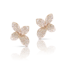 Small Flower Earrings in 18k Rose Gold with White and Champagne Diamonds