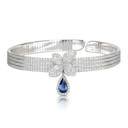 Heart to Earth Choker Combination in 18k White Gold with White Diamonds and Blue Sapphire