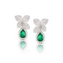 Heart to Earth Earrings in 18k White Gold with Emeralds and White Diamonds